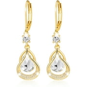 18K Gold Plated Drop Earrings for Women Girls April Birthstone Earrings with CZ Crystal Birthday Graduation Jewelry Gift
