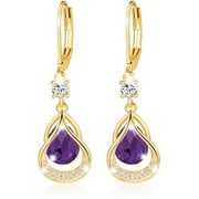 APSVO 18K Gold Plated Drop Earrings for Women Girls February Birthstone Earrings with Purple Amethyst Birthday Graduation Jewelry Gifts Teen Her Mom Girlfriend Adults Wife Female Kids Age