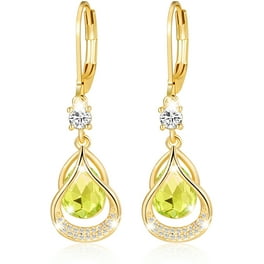 Sterling Silver Ball Post with Drop Earrings Cubic Zirconia Teardrop - Green Sterling Silver Ball Post with Drop Earrings Cubic Zirconia Teardrop - Green