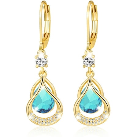 APSVO 18K Gold Plated Drop Earrings for Women Girls December Birthstone Earrings with Blue Tanzanite Birthday Valentines Day Jewelry Gifts Teen Her Mom Girlfriend Adults Wife Female Kids Age Ideas