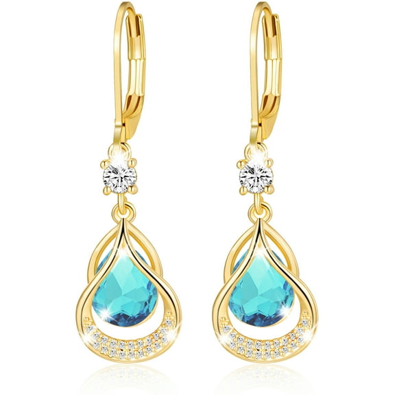 APSVO 18K Gold Plated Drop Earrings for Women Girls December Birthstone Earrings with Blue Tanzanite Birthday Valentines Day Jewelry Gifts Teen Her Mom Girlfriend Adults Wife Female Kids Age Ideas