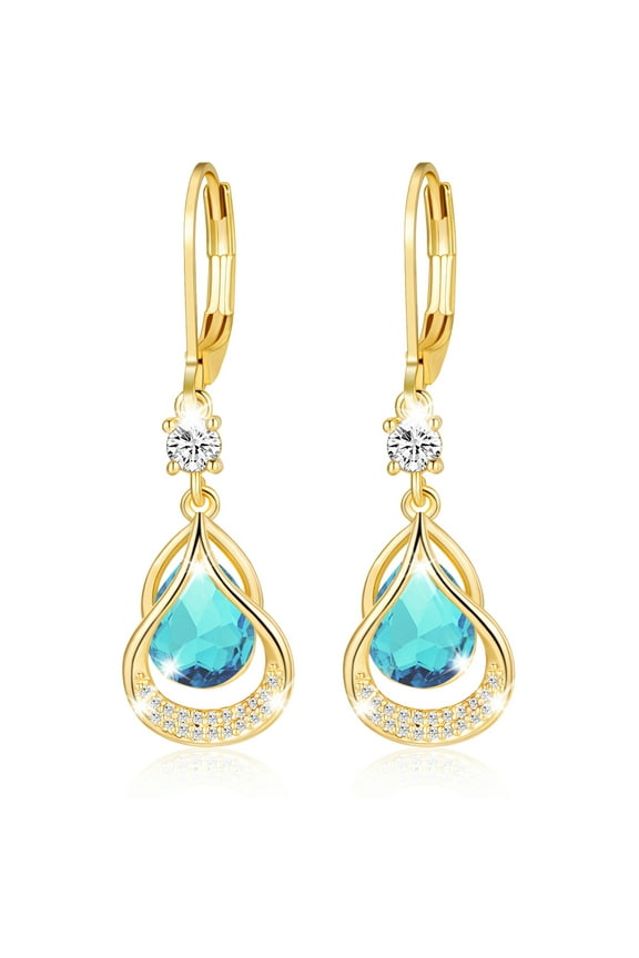 18K Gold Plated Drop Earrings for Women Girls December Birthstone Earrings with Blue Tanzanite Birthday Easter Basket Stuffers Jewelry Gifts Teen Mom Girlfriend Adults Wife Female Kids Age