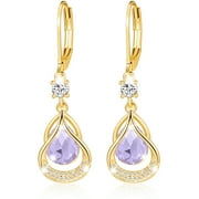18K Gold Plated Drop Earrings for Women Hypoallergenic June Birthstone Dangle Earrings with Purple Alexandrite Birthday Christmas Jewelry Gifts Teen Girls Stock