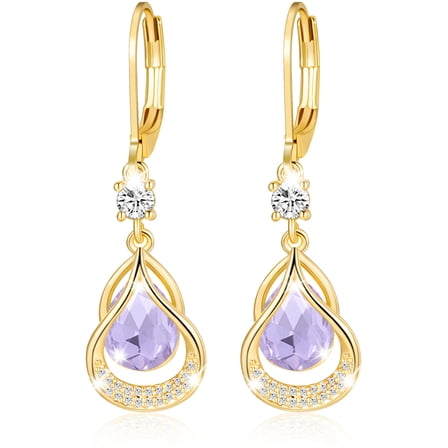 APSVO 18K Gold Plated Drop Earrings for Women Girls June Birthstone Earrings with Purple Alexandrite Birthday Valentines Day Jewelry Gifts Teen Her Mom Girlfriend Adults Wife Female Kids Age Ideas