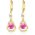 thumbnail image 1 of APSVO 18K Gold Plated Drop Earrings for Women Girls October Birthstone Earrings with Pink Tourmaline Birthday Valentines Day Jewelry Gifts Teen Her Mom Girlfriend Adults Wife Female Kids Age Ideas, 1 of 6