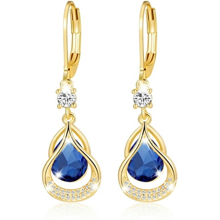 APSVO 18K Gold Plated Drop Earrings for Women Girls September Birthstone Earrings with Blue Sapphire Birthday Valentines Day Jewelry Gifts Teen Her Mom Girlfriend Adults Wife Female Kids Age Ideas