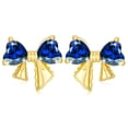 thumbnail image 1 of APSVO 18K Gold Plated Bow Love Heart Stud Earrings for Women Girls Post CZ September Birthstone Earrings with Blue Sapphire Birthday Graduation Jewelry Gifts Teen Her Mom Wife Kids, 1 of 9
