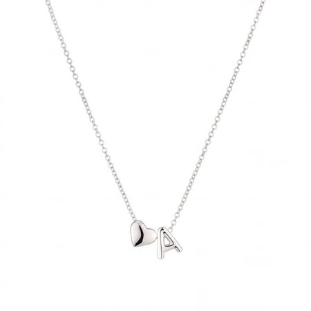 APSVO 18K White Gold Love Heart Initial Necklaces for Women Mom Wife CZ S925 Sterling Silver Heart Pendant Necklace Letter D Necklace Easter Basket Stuffer Birthday Mother's Day Jewelry Gifts for Her