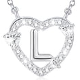 thumbnail image 1 of WEDDINEN S925 Sterling Silver Plated Love Heart Initial Necklaces for Women Girls CZ Letter L Pendant Chain Stuff Accessory Birthday Easter Basket Stuffers Jewelry Gifts Teen Adults Girlfriend Kids, 1 of 6