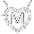 thumbnail image 1 of WEDDINEN S925 Sterling Silver Plated Love Heart Initial Necklaces for Women Girls CZ Letter M Pendant Chain Stuff Accessory Birthday Easter Basket Stuffers Jewelry Gifts Teen Adults Girlfriend Kids, 1 of 6