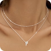 APSVO S925 Sterling Silver Plated Initial Necklaces for Women Girls CZ Letter P Necklace Set Birthday Graduation Jewelry Gifts Teen Her Wife Mom Girlfriend Female Adults Kids Ideas