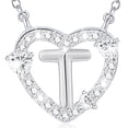 thumbnail image 1 of WEDDINEN S925 Sterling Silver Plated Love Heart Initial Necklaces for Women Girls CZ Letter T Pendant Chain Stuff Accessory Birthday Easter Basket Stuffers Jewelry Gifts Teen Adults Girlfriend Kids, 1 of 6