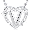thumbnail image 1 of WEDDINEN S925 Sterling Silver Plated Love Heart Initial Necklaces for Women Girls CZ Letter V Pendant Chain Stuff Accessory Birthday Easter Basket Stuffers Jewelry Gifts Teen Adults Girlfriend Kids, 1 of 6
