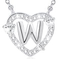 thumbnail image 1 of WEDDINEN S925 Sterling Silver Plated Love Heart Initial Necklaces for Women Girls CZ Letter W Pendant Chain Stuff Accessory Birthday Easter Basket Stuffers Jewelry Gifts Teen Adults Girlfriend Kids, 1 of 6