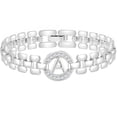 thumbnail image 1 of APSVO 18K White Gold Plated Initial Charm Bracelets for Women Cubic Zirconia Watch Bangle Silver Letter A Chain Bracelet Birthday Graduation Jewelry Gifts Her Mom Girlfriend Teen Ideas, 1 of 6