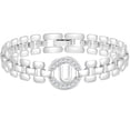 thumbnail image 1 of APSVO 18K White Gold Plated Initial Charm Bracelets for Women Cubic Zirconia Watch Bangle Silver Letter U Chain Bracelet Birthday Graduation Jewelry Gifts Her Mom Girlfriend Teen Ideas, 1 of 6