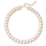18K Gold Plated White Chunky Beaded Necklaces for Women Boho Choker Chain Fashion Accessories Prom Wedding Birthday Christmas Jewelry Gifts Mom Stocking Stuffer