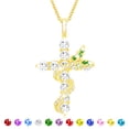 thumbnail image 1 of APSVO 18K Gold Plated Butterfly Cross Necklaces for Women Girls May Birthstone Pendant Chain with Green Emerald Birthday First Communion Graduation Mothers Day Jewelry Gifts Teen Her Mom Kids, 1 of 8