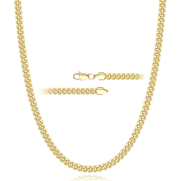 APSVO 18K Gold Plated Chains for Men Women 3mm/5mm/8mm Cuban Curb Link Necklace Birthday Graduation Fathers Day Jewelry Gifts Teen Dad Husband Boyfriend Him Adults Age Ideas 16/18/20/22/24/26/28 Inch