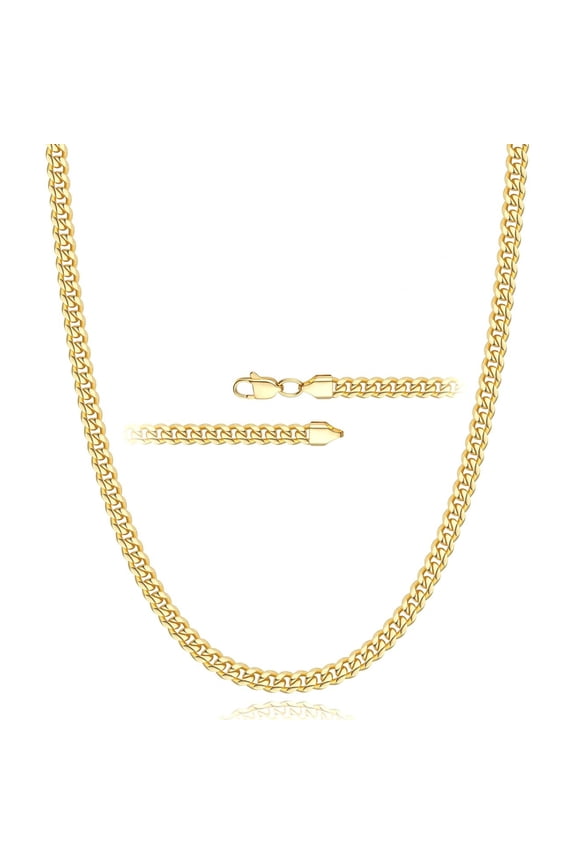 18K Gold Plated Chains for Men Women 3mm/5mm/8mm Cuban Curb Link Necklace Birthday Graduation Fathers Day Jewelry Gifts Teen Dad Husband Boyfriend Him Adults Age Ideas 16/18/20/22/24/26/28 Inch