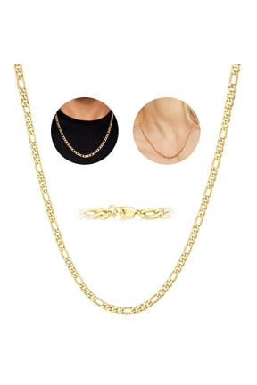 18K Gold Plated Chains for Women Men Boys 3mm/5mm Figaro Curb Link Necklace Birthday Graduation Fathers Day Jewelry Gifts Teen Him Her Dad Son Boyfriend Mom Kids Age Ideas 16/18/20/22/24 Inch