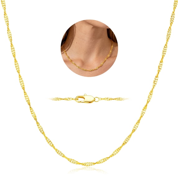 APSVO 18K Gold Plated Chains for Women Girls 2mm Cuban Necklace Fashion Accessories Prom Birthday Christmas Jewelry Gifts Her Adults Wife Mom Stocking Stuffers for Kids Ideas 16/18/20/22 Inch