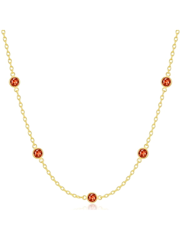 Birthday Christmas Jewelry Gifts for 6 7 8 9 10 11 12 13 14 15 16 17 18 Year Old Age Girls Kids Ideas 18K Gold Plated Choker Necklaces Chain Jewelry July Birthstone with Red Ruby