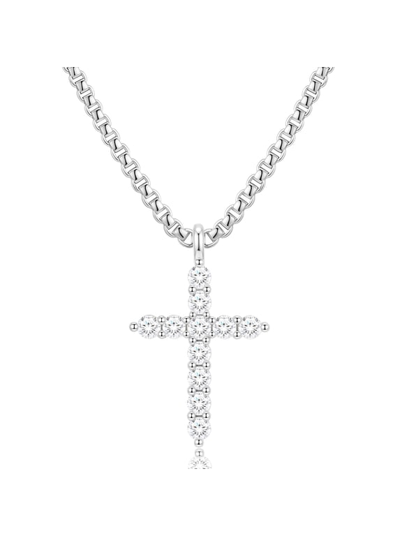 S925 Sterling Silver Plated Cross Necklaces for Women CZ Pendant Chain Catholic Religious Christian Birthday Graduation Jewelry Gifts Teen Her Mom Girlfriend Daughter Adults Age