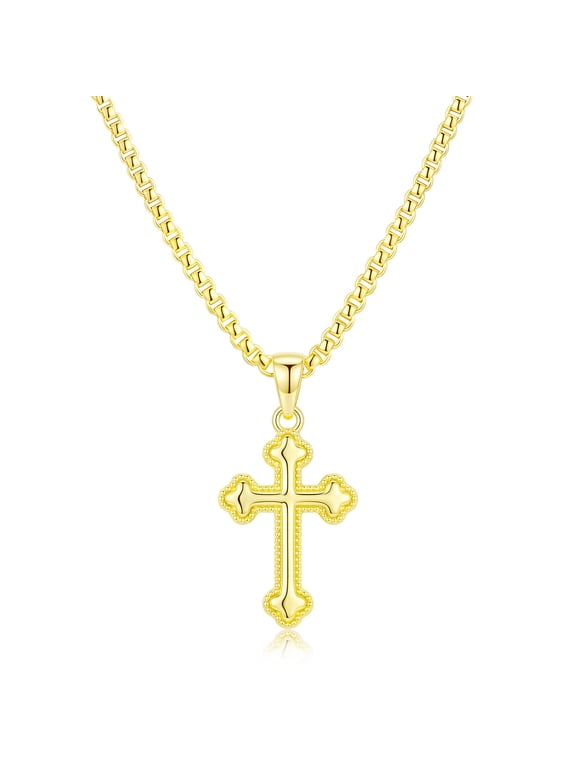 18K Gold Plated Cross Necklaces for Women Cross Pendant Chain Catholic Religious Christian First Communion Birthday Easter Basket Stuffers Jewelry Gifts Adults Age Ideas