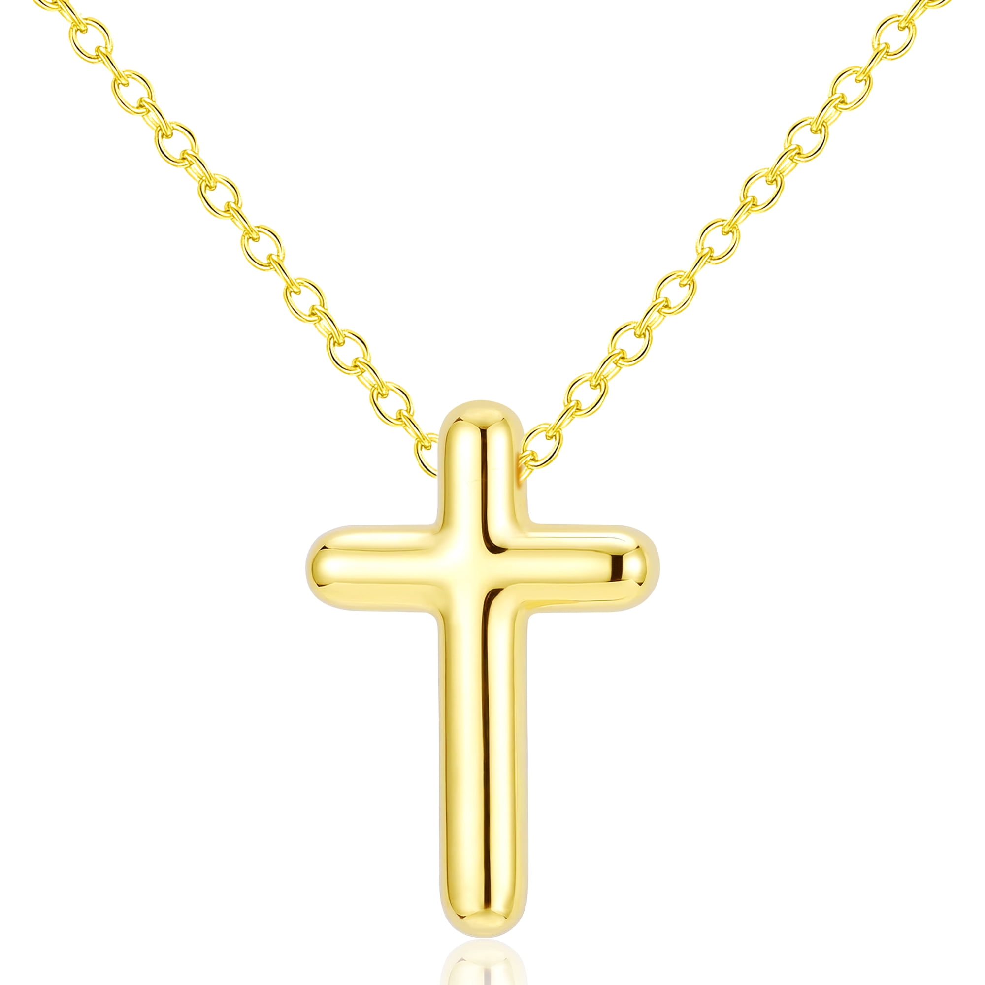 18K Gold Plated Cross Necklaces for Women Pendant Chain Catholic Religious Christian Stuff Accessories Birthday Christmas Jewelry Gifts Teen Girls Stocking Stuffers Kids
