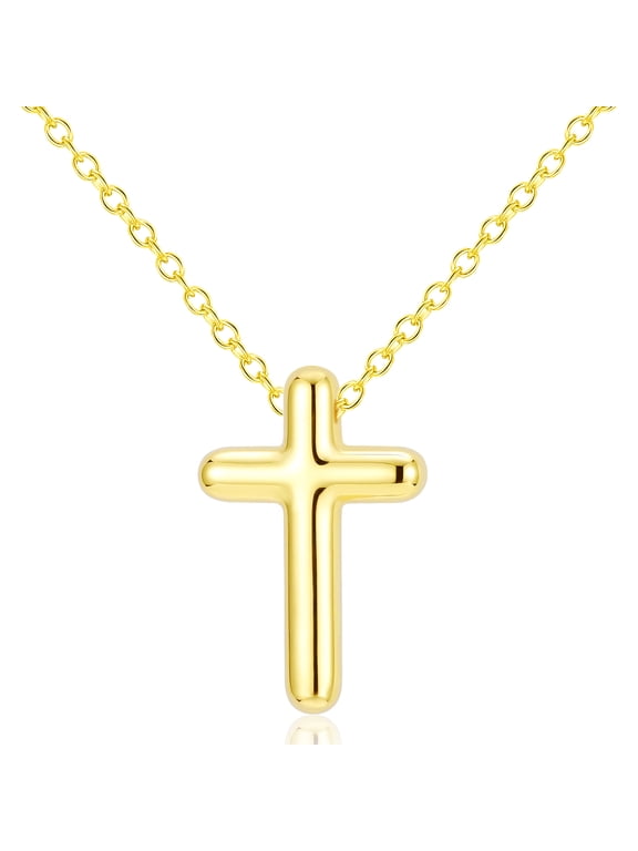 18K Gold Plated Cross Necklaces for Women Pendant Chain Catholic Religious Christian Stuff Accessories Birthday Christmas Jewelry Gifts Teen Girls Stocking Stuffers Kids
