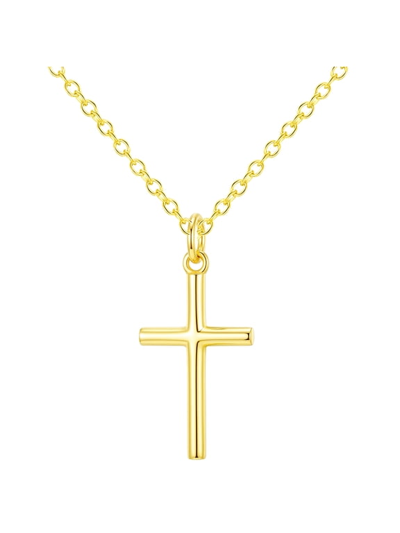 18K Gold Plated Cross Necklaces for Women Cross Pendant Chain Catholic Religious Christian Birthday Graduation Jewelry Gifts Teen Her Mom Adults Girlfriend Wife Daughter Age Ideas