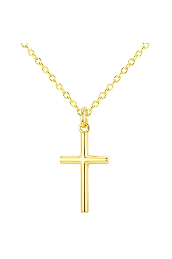 18K Gold Plated Cross Necklaces for Women Cross Pendant Chain Catholic Religious Christian First Communion Birthday Graduation Mothers Day Jewelry Gifts Teen Her Mom Adults Age Ideas