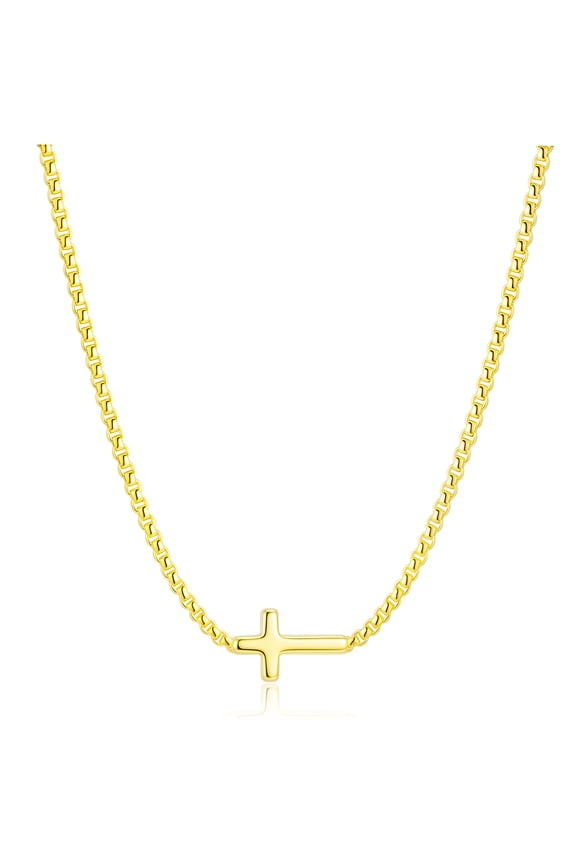 18K Gold Plated Cross Necklaces for Women Girls Cross Pendant Chain Catholic Religious Christian Birthday Graduation Jewelry Gifts Teen Her Mom Adults Girlfriend Wife Daughter Kids Age Ideas