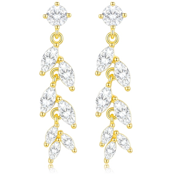 APSVO 18K Gold Plated Drop Earrings for Women CZ Lightweight Hypoallergenic Post Dangle Earrings Wedding Birthday Mothers Day Jewelry Gifts Teen Mom Bride Bridesmaid Girlfriend Wife Age