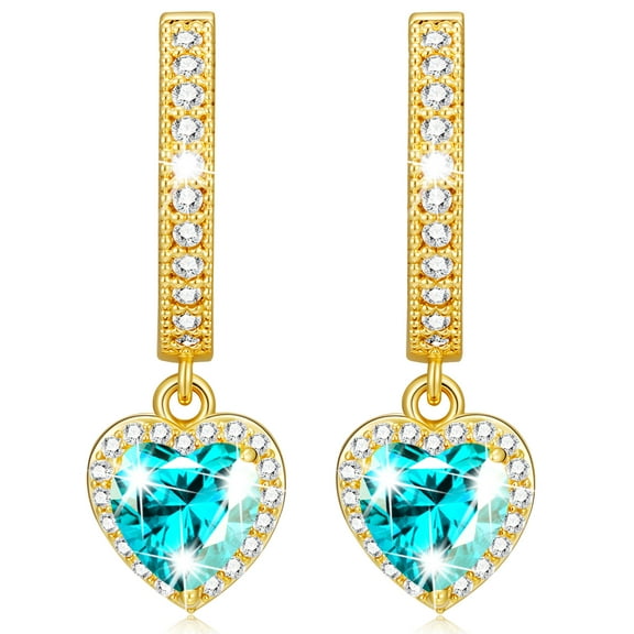 APSVO 18K Gold Plated Love Heart Drop Earrings for Women Girls December Birthstone Earrings with Blue Tanzanite Birthday Valentines Day Jewelry Gifts Teen Her Girlfriend Wife Adults Kids Age Ideas
