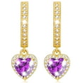 thumbnail image 1 of APSVO 18K Gold Plated Love Heart Drop Earrings for Women Girls February Birthstone Earrings with Purple Amethyst Birthday Mothers Day Jewelry Gifts Teen Her Mom Adults Her Wife Adults Kids Age Ideas, 1 of 9