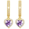 thumbnail image 1 of APSVO 18K Gold Plated Love Heart Drop Earrings for Women Girls June Birthstone Earrings with Purple Alexandrite Birthday Graduation Jewelry Gifts Teen Her Mom Adults Wife Kids Age Ideas, 1 of 9