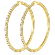 APSVO 18K Gold Plated Big Rhinestone Hoop Earrings for Women Cubic Zirconia Post Hypoallergenic Earrings Birthday Christmas Jewelry Gifts Girlfriend Stocking St