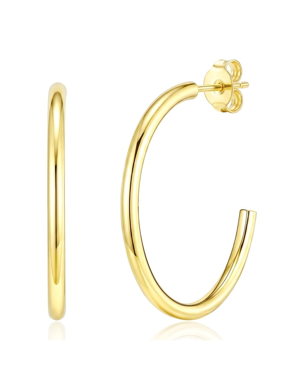 18K Gold Plated Hoop Earrings for Women Lightweight Hypoallergenic Post Earrings Birthday Christmas Wedding Prom Jewelry Gifts Teen Mom Her Wife Lady Girlfriend Adults Stocking Stuffers Ideas