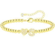 Birthday Christmas Jewelry Gifts for Women Teen Girls Kids Stocking Stuffers 18K Gold Plated Love Heart Letter Initial G Bracelets