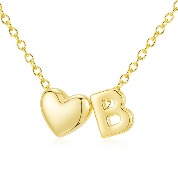APSVO 18K Gold Plated Love Heart Initial Necklaces for Women Girls Letter B Pendant Chain Birthday Graduation Jewelry Gifts Teen Mom Her Wife Kids Female Lady Daughter Age Ideas