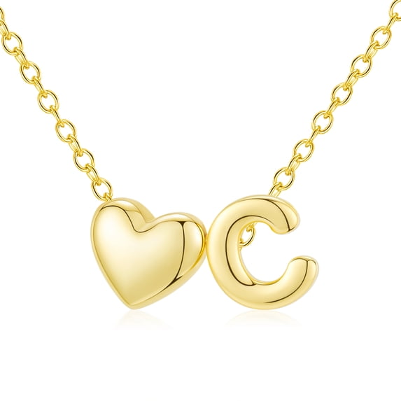 APSVO 18K Gold Plated Love Heart Initial Necklaces for Women Girls Letter C Pendant Chain Birthday Graduation Jewelry Gifts Teen Mom Her Wife Kids Female Lady Daughter Age Ideas