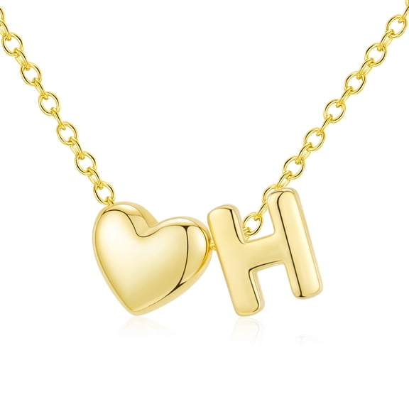APSVO 18K Gold Plated Love Heart Initial Necklaces for Women Girls Letter H Pendant Chain Birthday Graduation Jewelry Gifts Teen Mom Her Wife Kids Female Lady Daughter Age Ideas