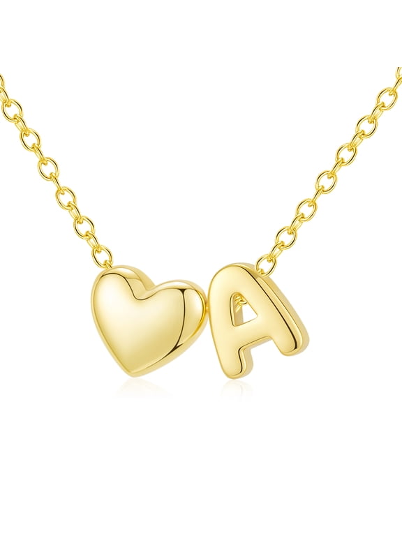 18K Gold Plated Love Heart Initial Necklaces for Women Letter A Pendant Chain Fashion Stuff Accessories Birthday Christmas Jewelry Gifts Teen Girls Stocking Stuffers Kids Age Ideas