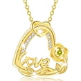 thumbnail image 1 of APSVO 18K Gold Plated Love Heart Rose Necklaces for Women August Birthstone Necklace with Peridot Birthday Graduation Jewelry Gifts Ideas Teen Her Mom Female Lady Adult Age Ideas, 1 of 8