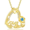 thumbnail image 1 of APSVO 18K Gold Plated Love Heart Rose Necklaces for Women March Birthstone Necklace with Blue Aquamarine Birthday Graduation Jewelry Gifts Teen Her Mom Female Lady Adult Age Ideas, 1 of 8