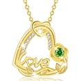 thumbnail image 1 of APSVO 18K Gold Plated Love Heart Rose Necklaces for Women May Birthstone Necklace with Green Emerald Birthday Graduation Jewelry Gifts Ideas Teen Her Mom Female Lady Adult Age Ideas, 1 of 8