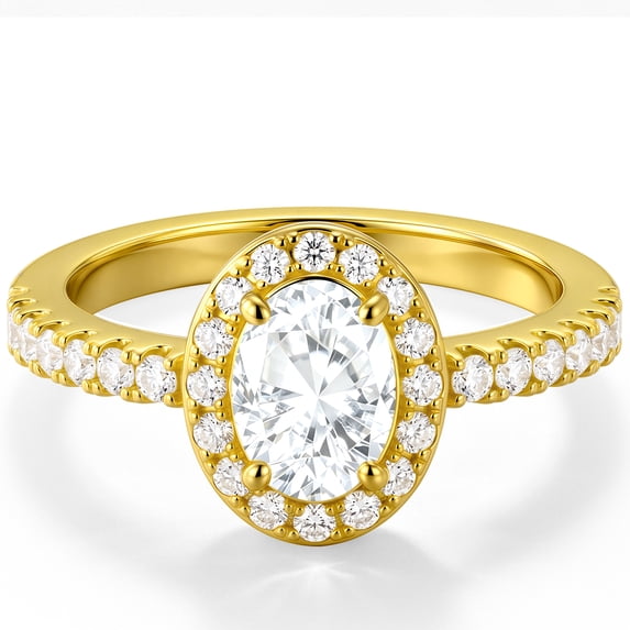 APSVO 18K Gold Plated Oval Rings for Women Eternity Promise Wedding Band Engagement Rings Birthday Prom Graduation Jewelry Gifts Her Girlfriend Wife Female Adults Teen Ideas