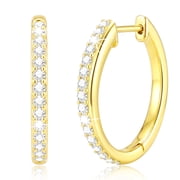 APSVO 18K Gold Plated Simulated Diamond Hoop Earrings for Women Hypoallergenic Post Huggie Earrings Birthday Wedding Prom Jewelry Gifts Teen Mom Her Wife Lady Adults Ideas